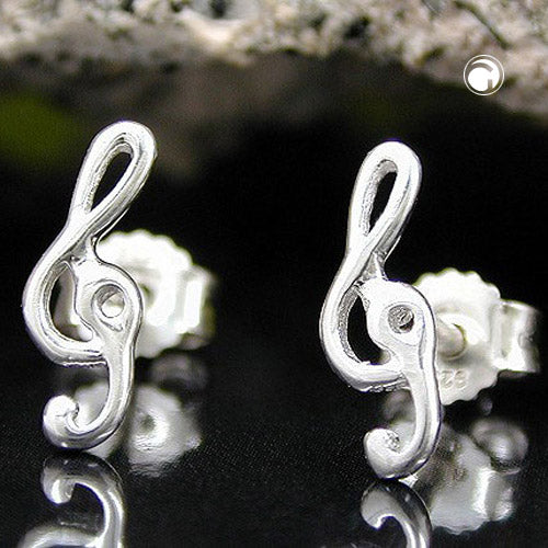 Music Lover – Notenschlüssel-Ohrstecker aus 925 Silber