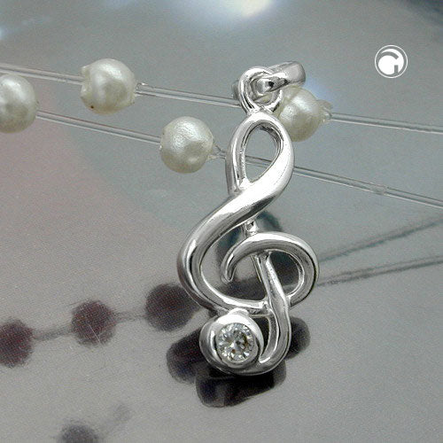 Notenschlüssel mit Zirkonia – Anhänger aus 925 Silber