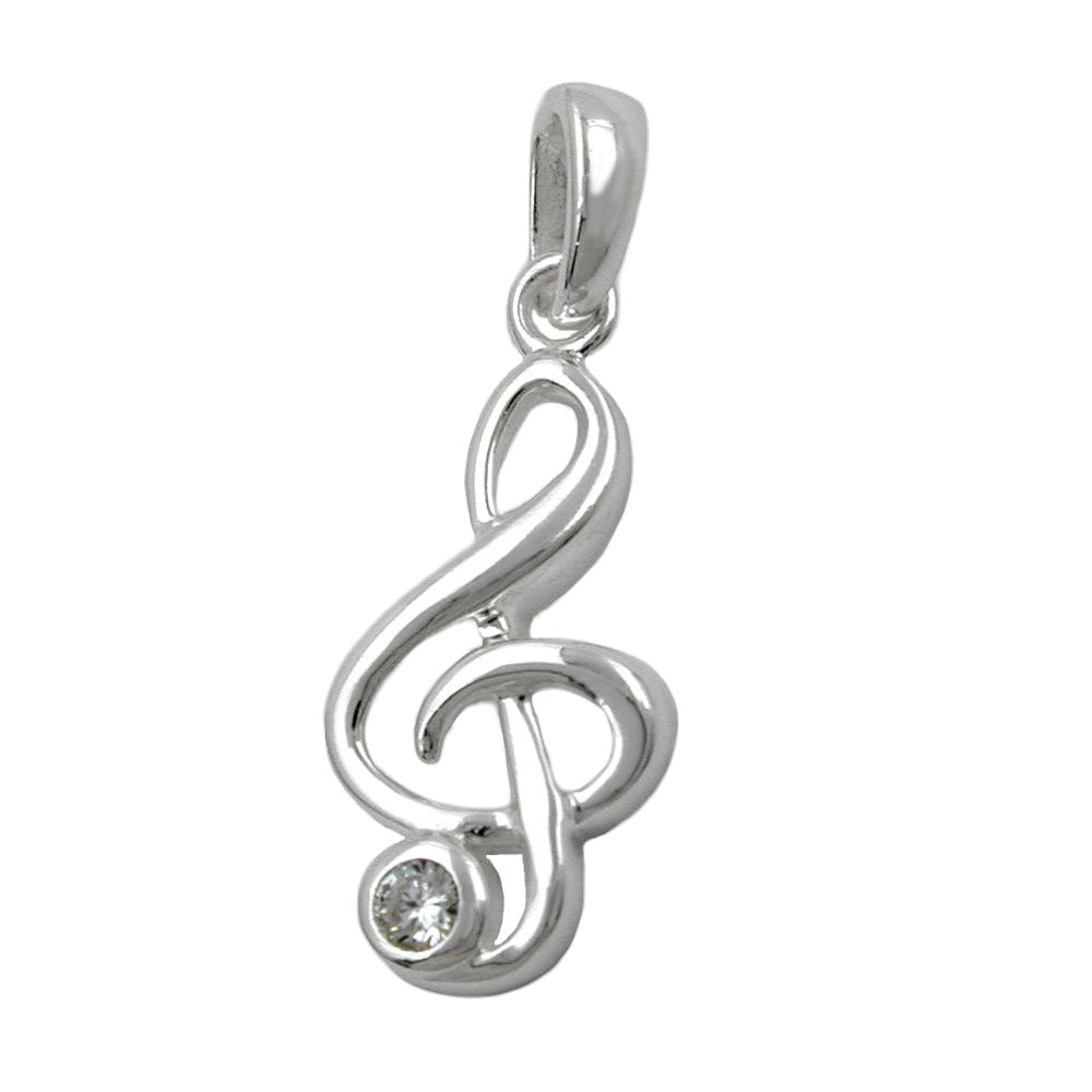 
Notenschlüssel mit Zirkonia – Anhänger aus 925 Silber