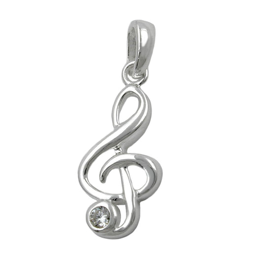 
Notenschlüssel mit Zirkonia – Anhänger aus 925 Silber