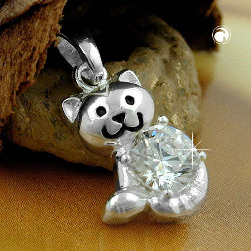 
Little Cat – Katzen-Anhänger mit Zirkonia aus 925 Silber