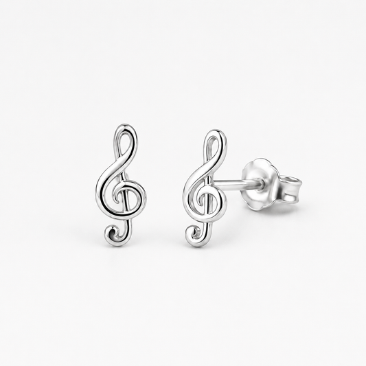 Music Lover Notenschlüssel-Ohrstecker aus 925 Silber – Produktbild