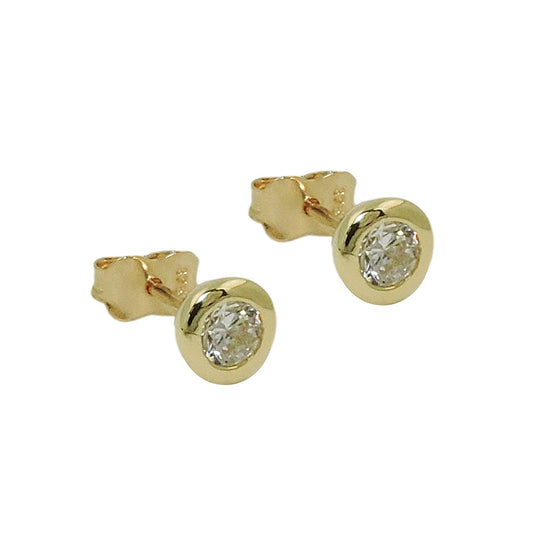 Ohrstecker Ohrring 6mm Zirkonia rund 9Kt GOLD