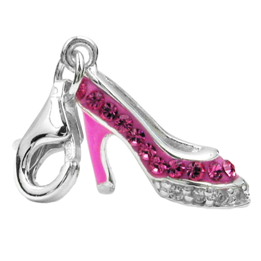 Anhänger 11x14x6mm Charm Damenschuh pink rosa Silber 925