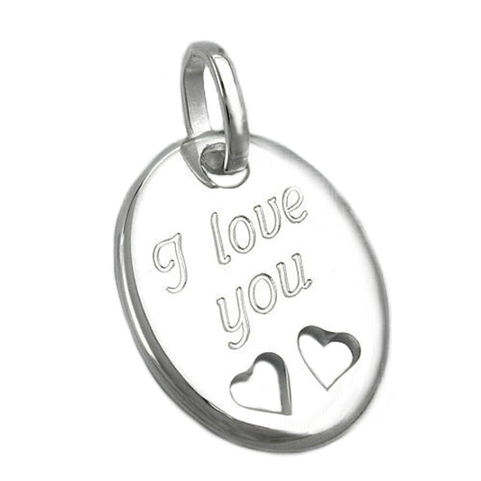 Anhänger 21x17mm mit Gravur -I love you- Silber 925