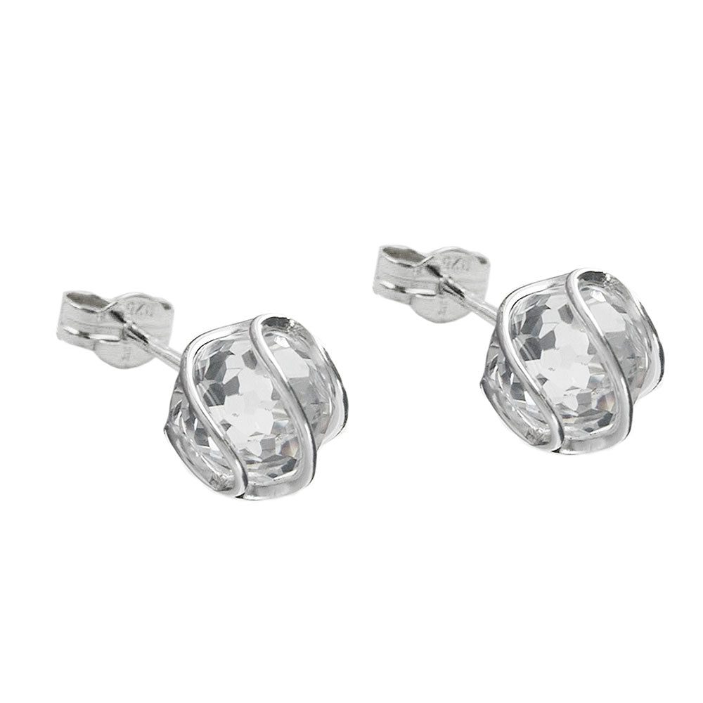 Ohrstecker Ohrring 7mm Zirkonia weiß transparent umwickelt Silber 925